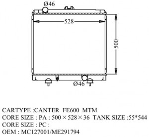 Радиатор охлаждения Canter FE63 MC127001 / ME291794 / MI-0100-36-K GSParts